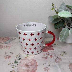 Prima Design Nurse Life Coffee Mug White Red Plus Signs Medical Gift Large